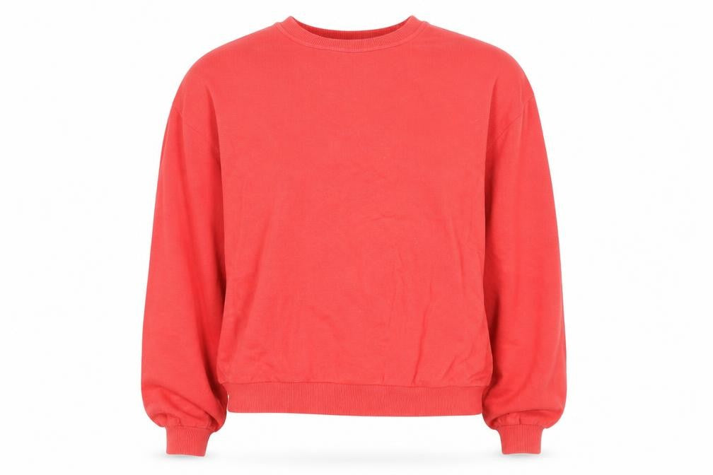 Front view of In Other Words Women’s Red Cotton Crew Neck Pullover Sweatshirt, size S