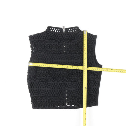 River Island Women’s Black Cropped Lace High Neck Sleeveless Top Size 8
