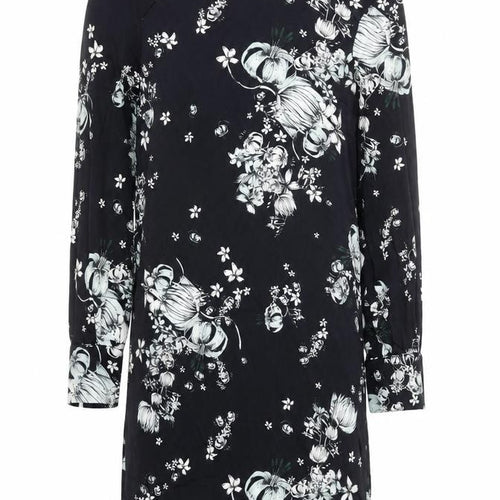 H&M Women's Black Floral Long Sleeve Shift Dress Size 8