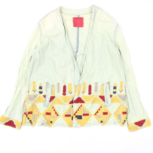 Emory Park Women’s Green Embroidered Cotton Kimono Jacket Size S