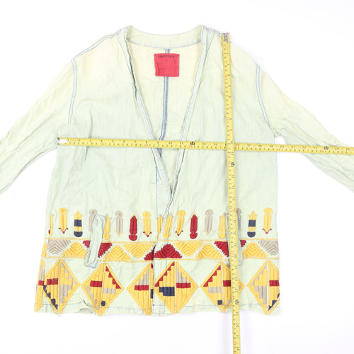 Emory Park Women’s Green Embroidered Cotton Kimono Jacket Size S
