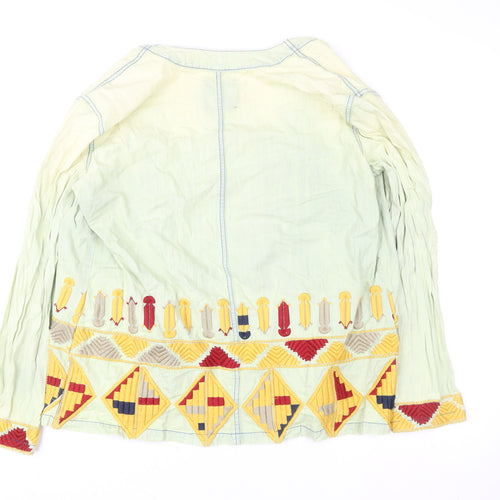 Emory Park Women’s Green Embroidered Cotton Kimono Jacket Size S