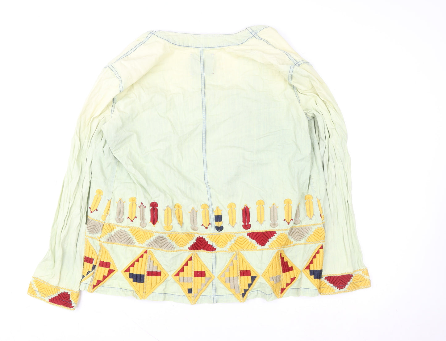 Emory Park Women’s Green Embroidered Cotton Kimono Jacket Size S