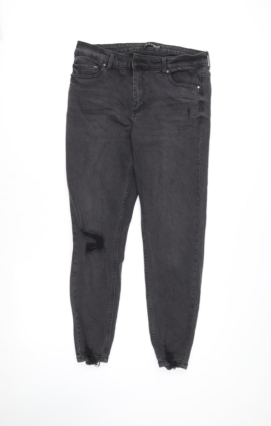 Denim Womens Black Skinny Distressed Jeans Size 16