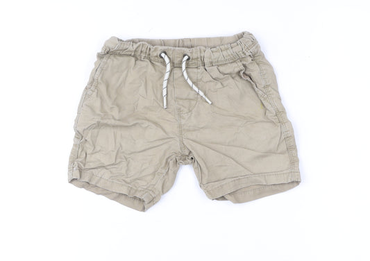 Next Boys Beige Cotton Twill Drawstring Shorts Size 4 Years