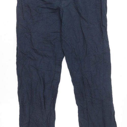 Great Plains Women's Blue Linen Blend Drawstring Relaxed Trousers Size 30