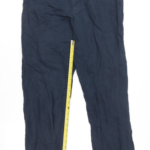 Great Plains Women's Blue Linen Blend Drawstring Relaxed Trousers Size 30