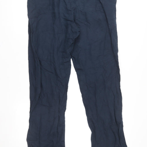 Great Plains Women's Blue Linen Blend Drawstring Relaxed Trousers Size 30