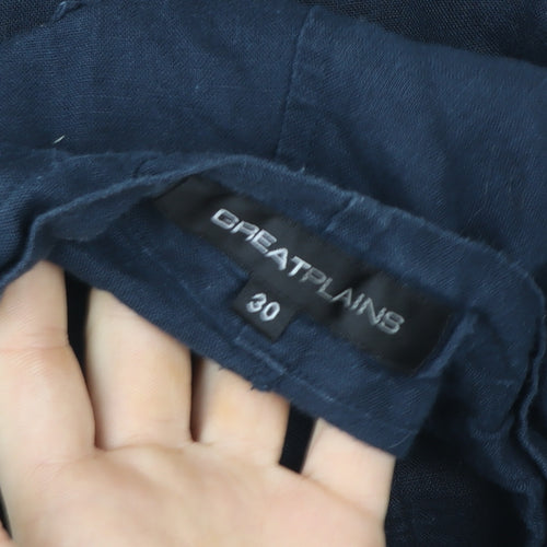Great Plains Women's Blue Linen Blend Drawstring Relaxed Trousers Size 30