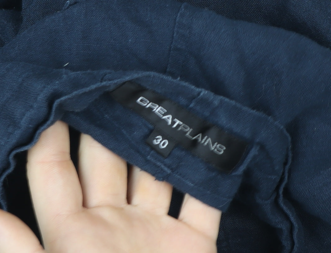Great Plains Women's Blue Linen Blend Drawstring Relaxed Trousers Size 30