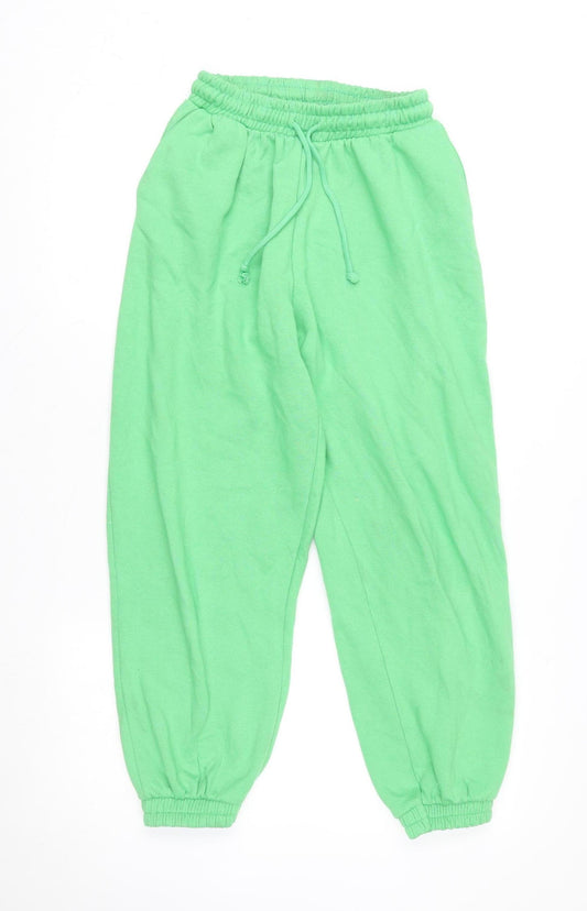 Zara Women Green Jogger Sweatpants M Elastic Waist Casual Activewear