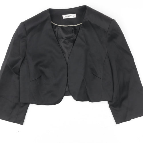 Gallery Women's Black Cropped Blazer Jacket UK 10 Classic Lined