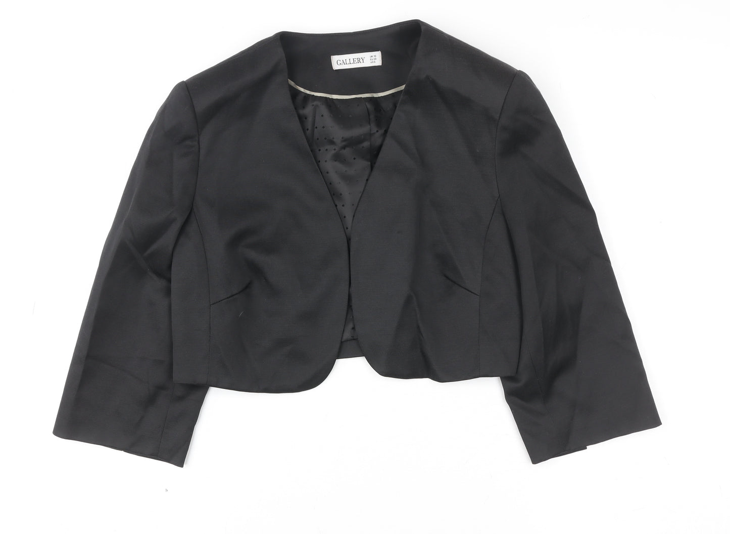 Gallery Women's Black Cropped Blazer Jacket UK 10 Classic Lined