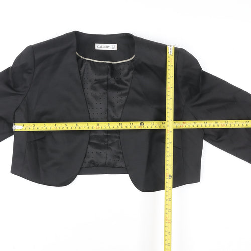 Gallery Women's Black Cropped Blazer Jacket UK 10 Classic Lined