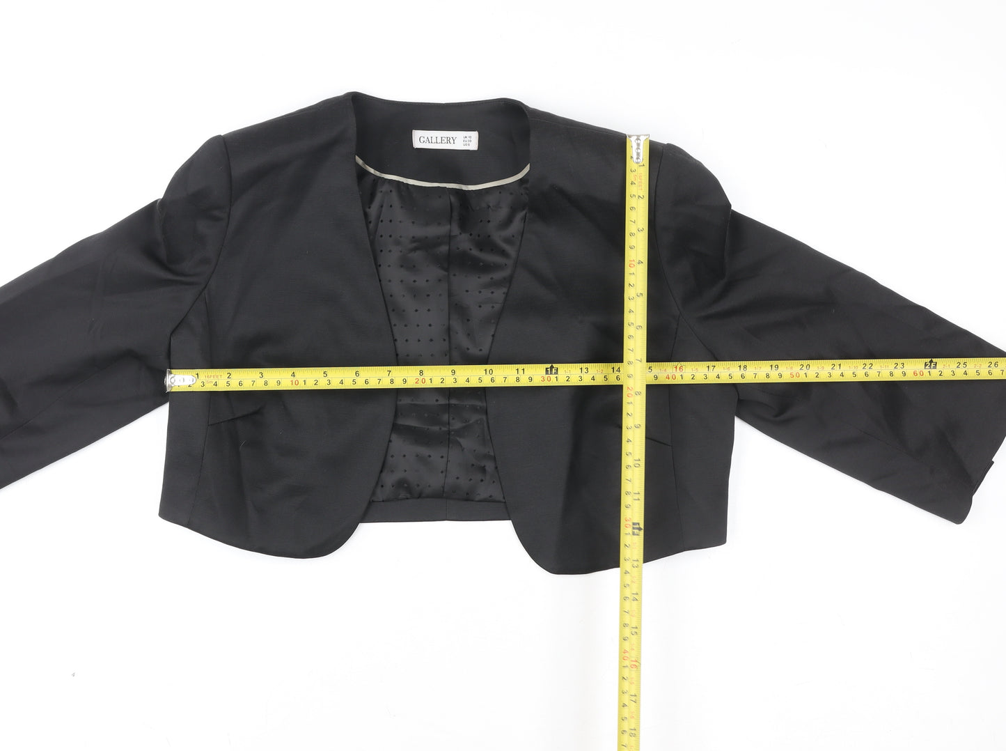 Gallery Women's Black Cropped Blazer Jacket UK 10 Classic Lined