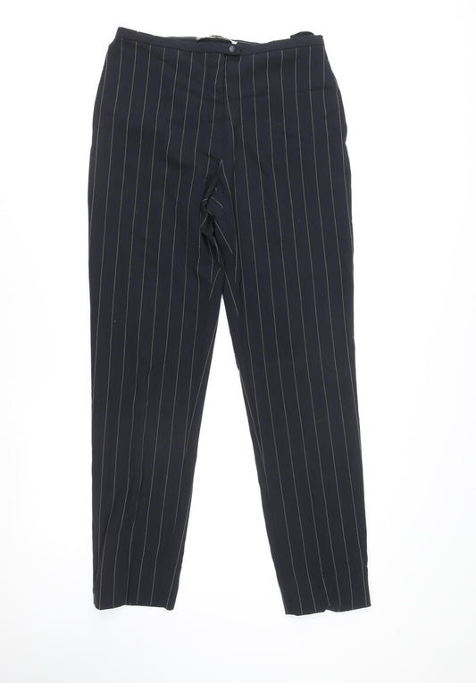 Miu Miu Women's Black Striped Slim Fit Cotton Trousers Size 10