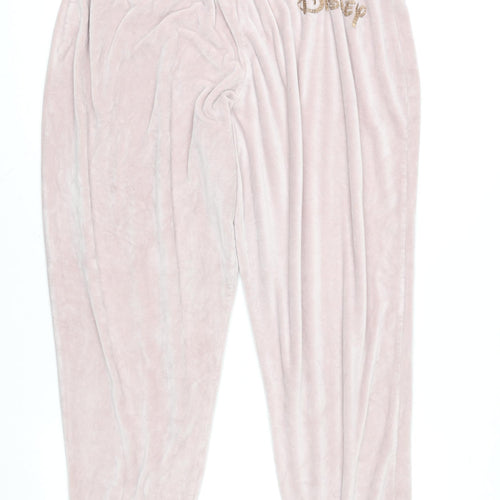 Disney Womens Pink Velour Pyjama Pants XL 18-20 Lounge Trousers