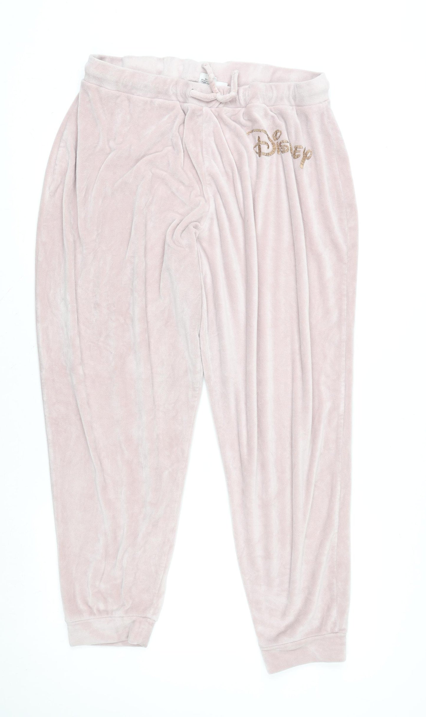Disney Womens Pink Velour Pyjama Pants XL 18-20 Lounge Trousers