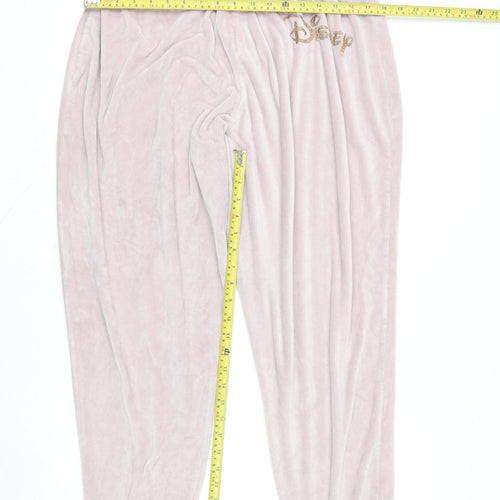 Disney Womens Pink Velour Pyjama Pants XL 18-20 Lounge Trousers