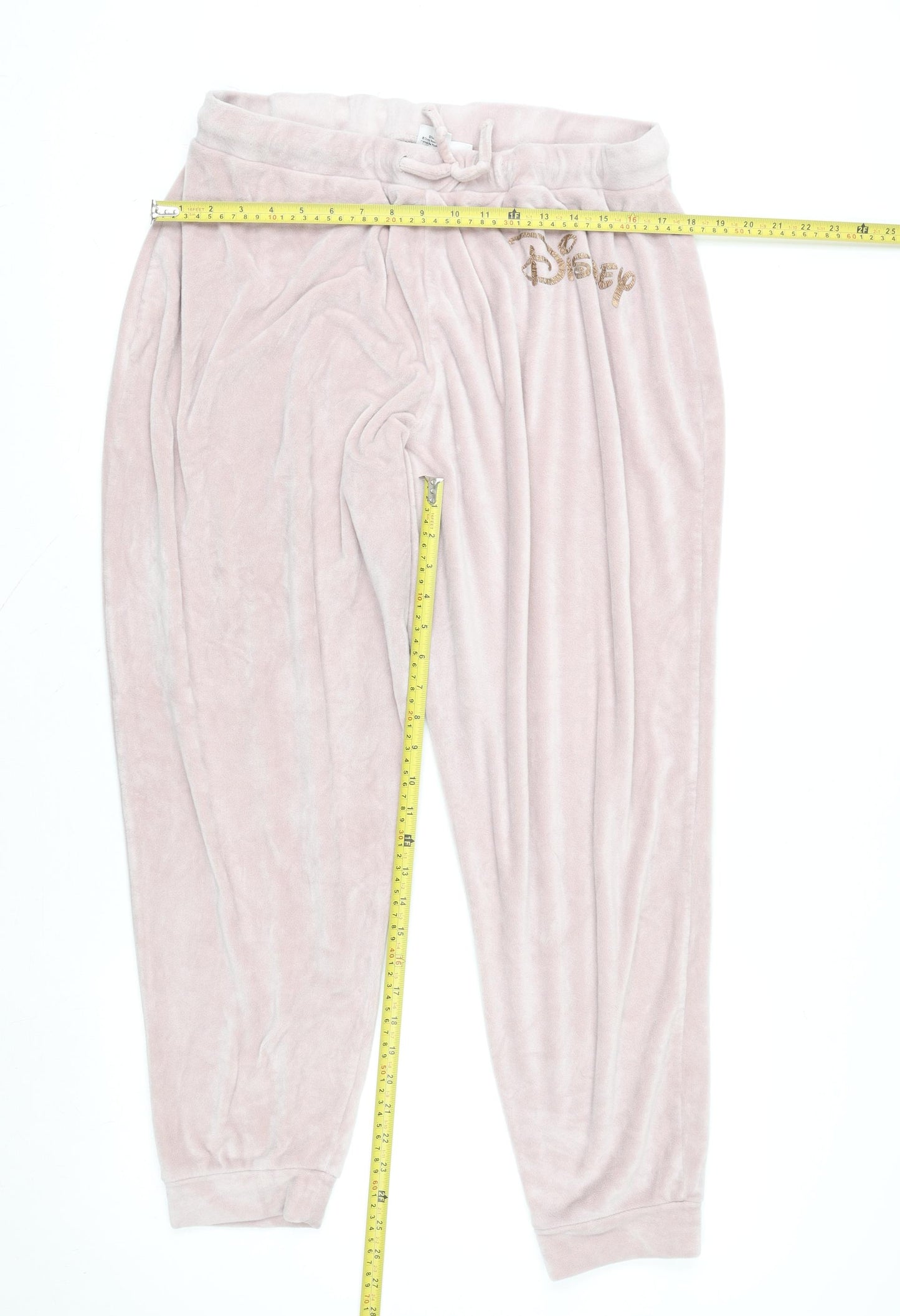 Disney Womens Pink Velour Pyjama Pants XL 18-20 Lounge Trousers