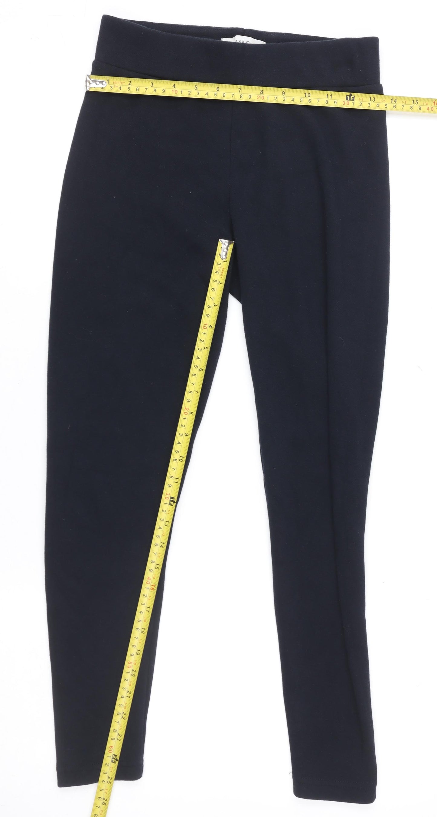 Marks and Spencer Women’s Black Cotton Stretch Jersey Leggings Size 8 Short