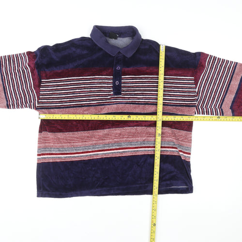 Urban Outfitters Men's Blue Striped Velvet Henley Sweatshirt Size S