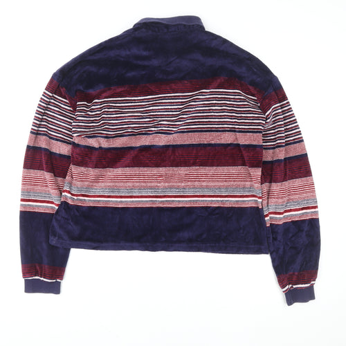 Urban Outfitters Men's Blue Striped Velvet Henley Sweatshirt Size S