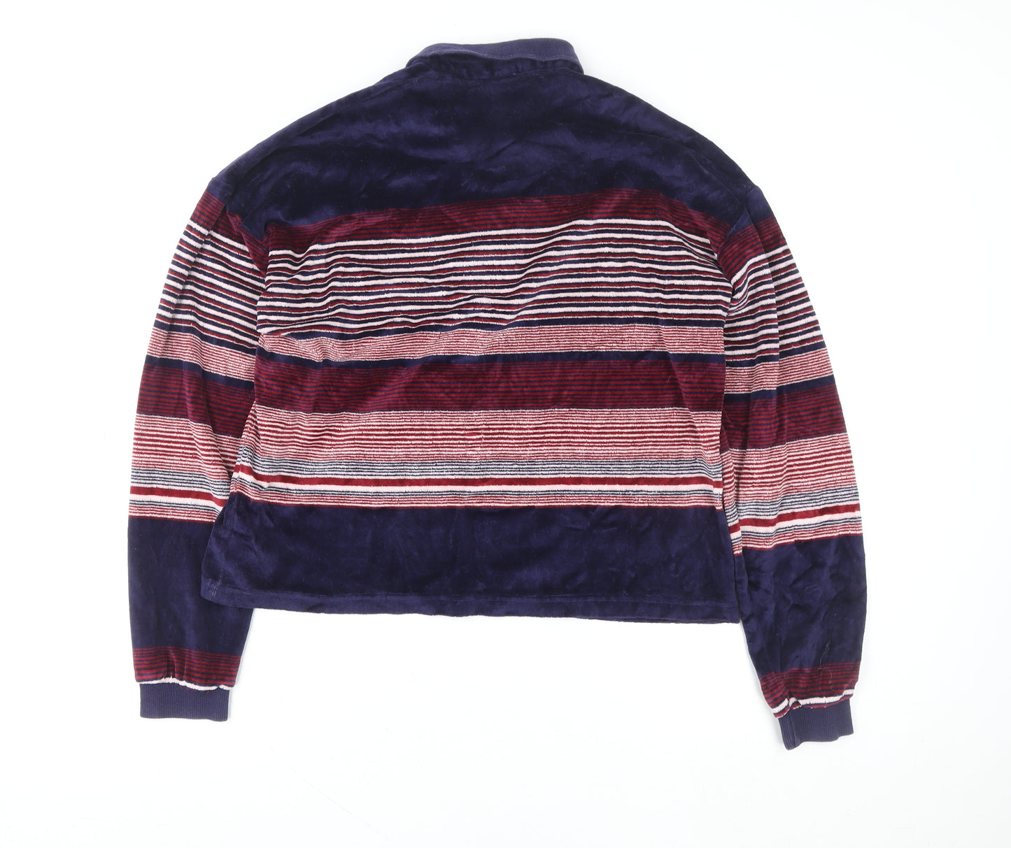 Urban Outfitters Men's Blue Striped Velvet Henley Sweatshirt Size S