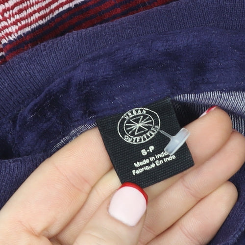 Urban Outfitters Men's Blue Striped Velvet Henley Sweatshirt Size S