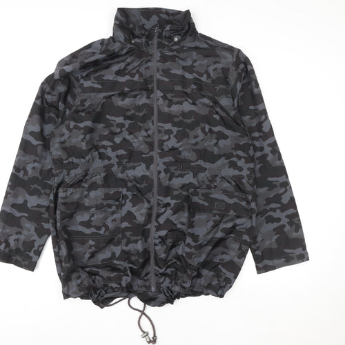 Brave Soul Men's Grey Camouflage Windbreaker Jacket Size 48 Polyester