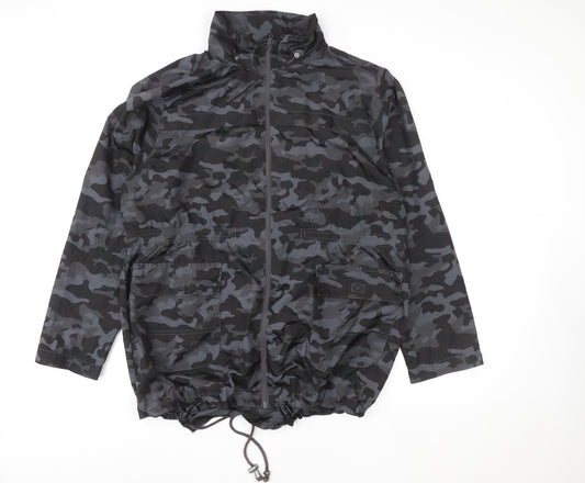 Brave Soul Men's Grey Camouflage Windbreaker Jacket Size 48 Polyester