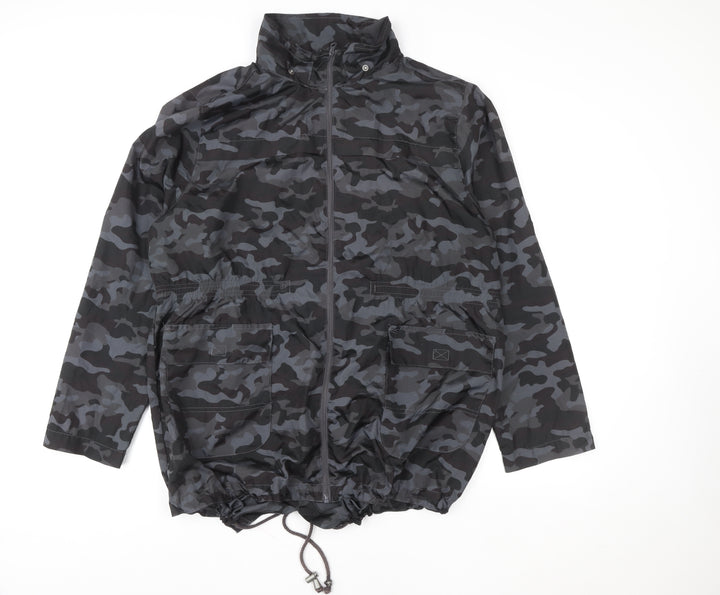 Brave Soul Men's Grey Camouflage Windbreaker Jacket Size 48 Polyester