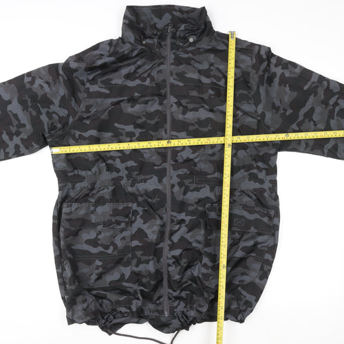 Brave Soul Men's Grey Camouflage Windbreaker Jacket Size 48 Polyester