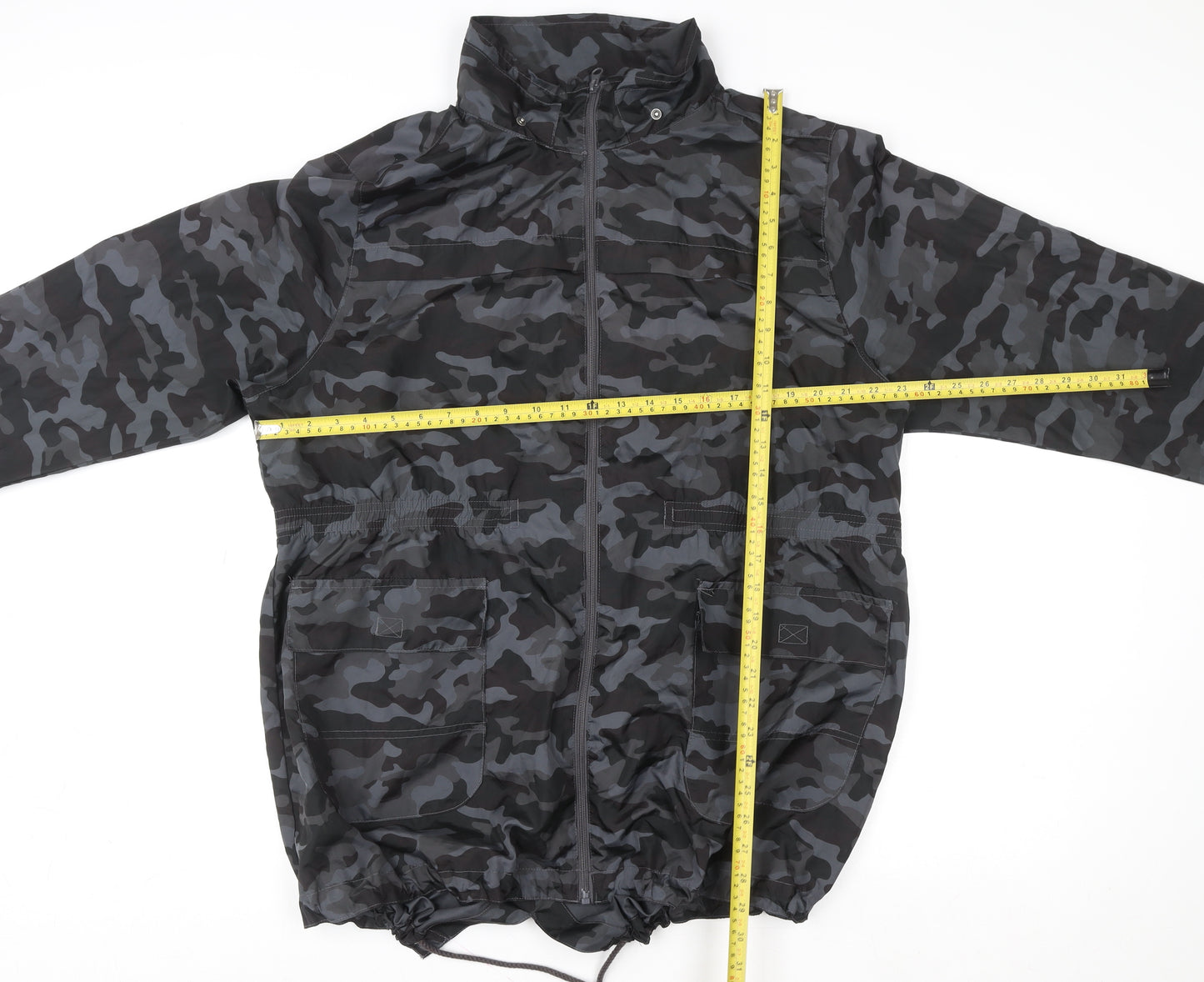 Brave Soul Men's Grey Camouflage Windbreaker Jacket Size 48 Polyester