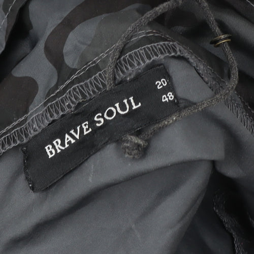 Brave Soul Men's Grey Camouflage Windbreaker Jacket Size 48 Polyester