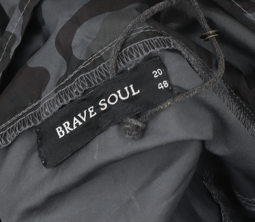 Brave Soul Men's Grey Camouflage Windbreaker Jacket Size 48 Polyester