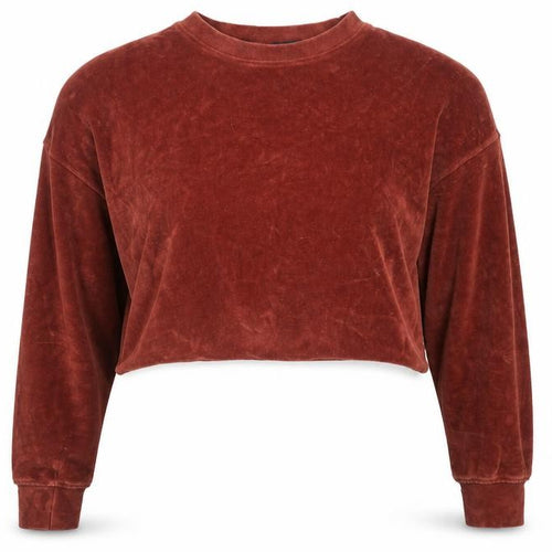 Missguided Womens Brown Cropped Pullover Sweatshirt UK 4 Velour