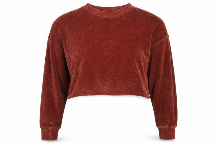 Missguided Womens Brown Cropped Pullover Sweatshirt UK 4 Velour