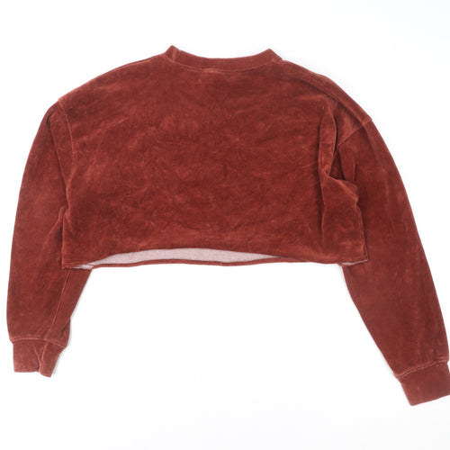 Missguided Womens Brown Cropped Pullover Sweatshirt UK 4 Velour