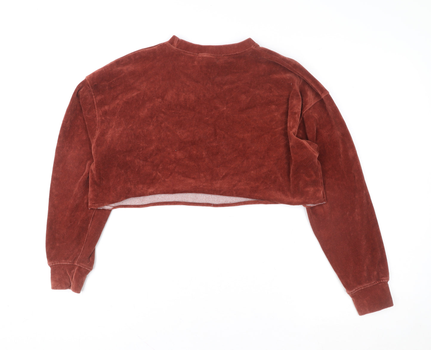 Missguided Womens Brown Cropped Pullover Sweatshirt UK 4 Velour