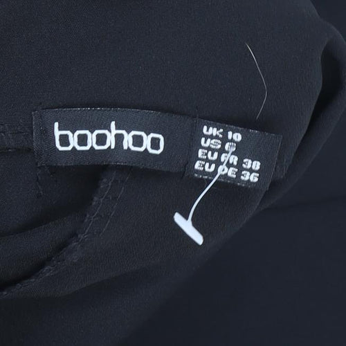 Boohoo Women's Black Size 10 Tailored Two-Button Blazer Jacket