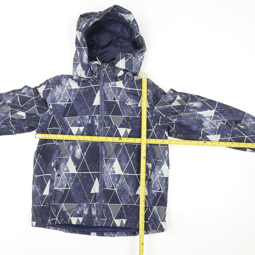 Crivit PRO Boys Blue Geometric Waterproof Hooded Winter Puffer Jacket Size 146