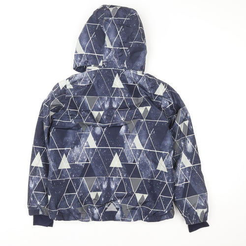 Crivit PRO Boys Blue Geometric Waterproof Hooded Winter Puffer Jacket Size 146