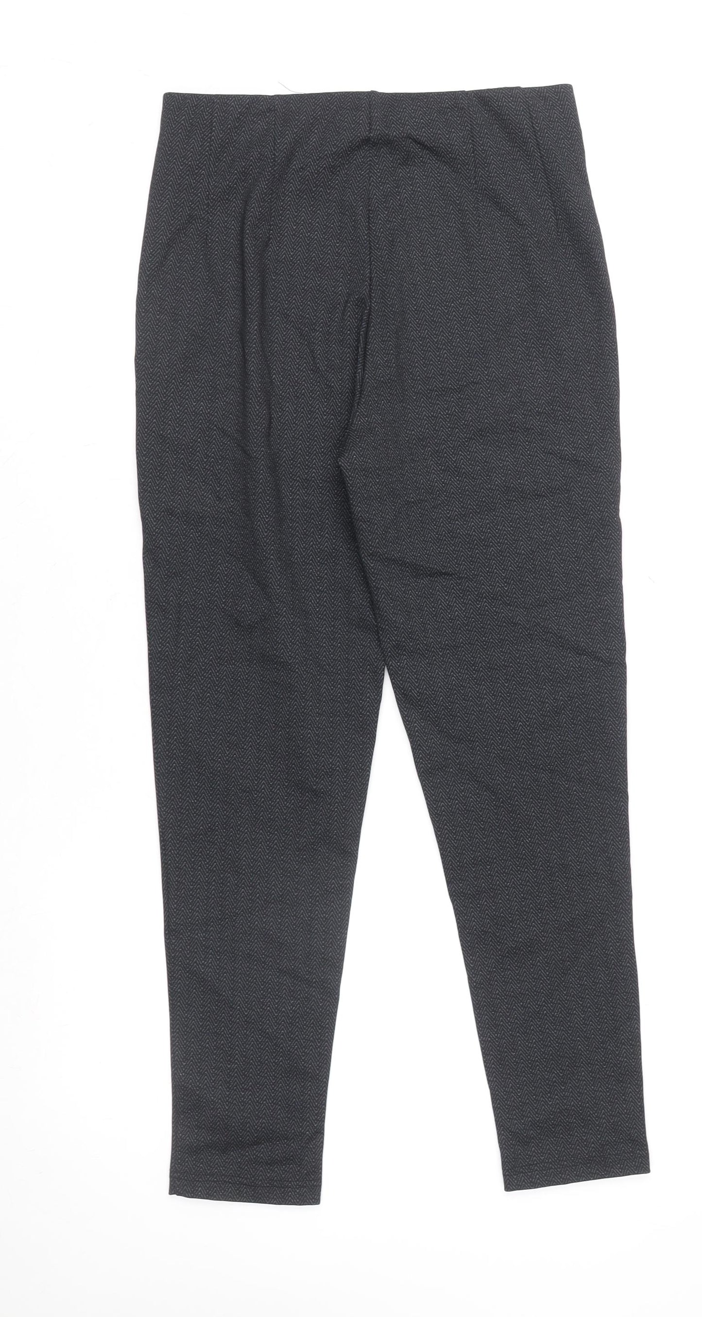 Sfera Women’s Grey Herringbone Slim Leg Leggings L Casual Stretch Trousers