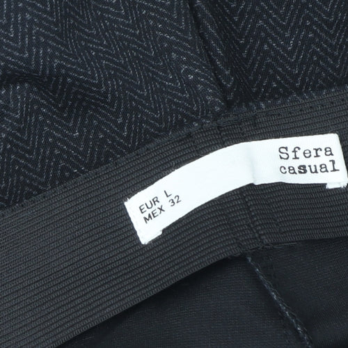 Sfera Women’s Grey Herringbone Slim Leg Leggings L Casual Stretch Trousers