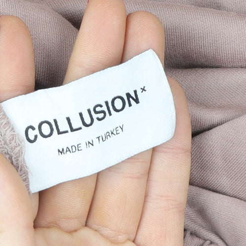 Collusion Women’s Beige Wide-Leg Cotton Trousers Size 6