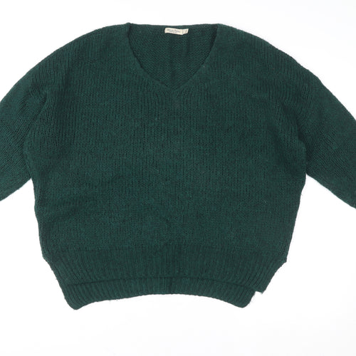 Alessia Pacini Women Green Chunky Knit V-Neck Pullover Jumper M
