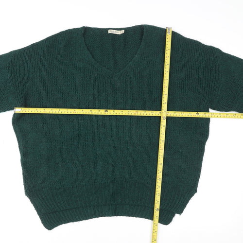 Alessia Pacini Women Green Chunky Knit V-Neck Pullover Jumper M