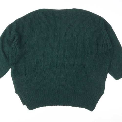 Alessia Pacini Women Green Chunky Knit V-Neck Pullover Jumper M