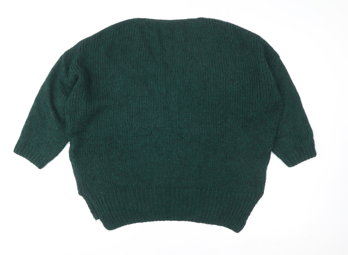 Alessia Pacini Women Green Chunky Knit V-Neck Pullover Jumper M